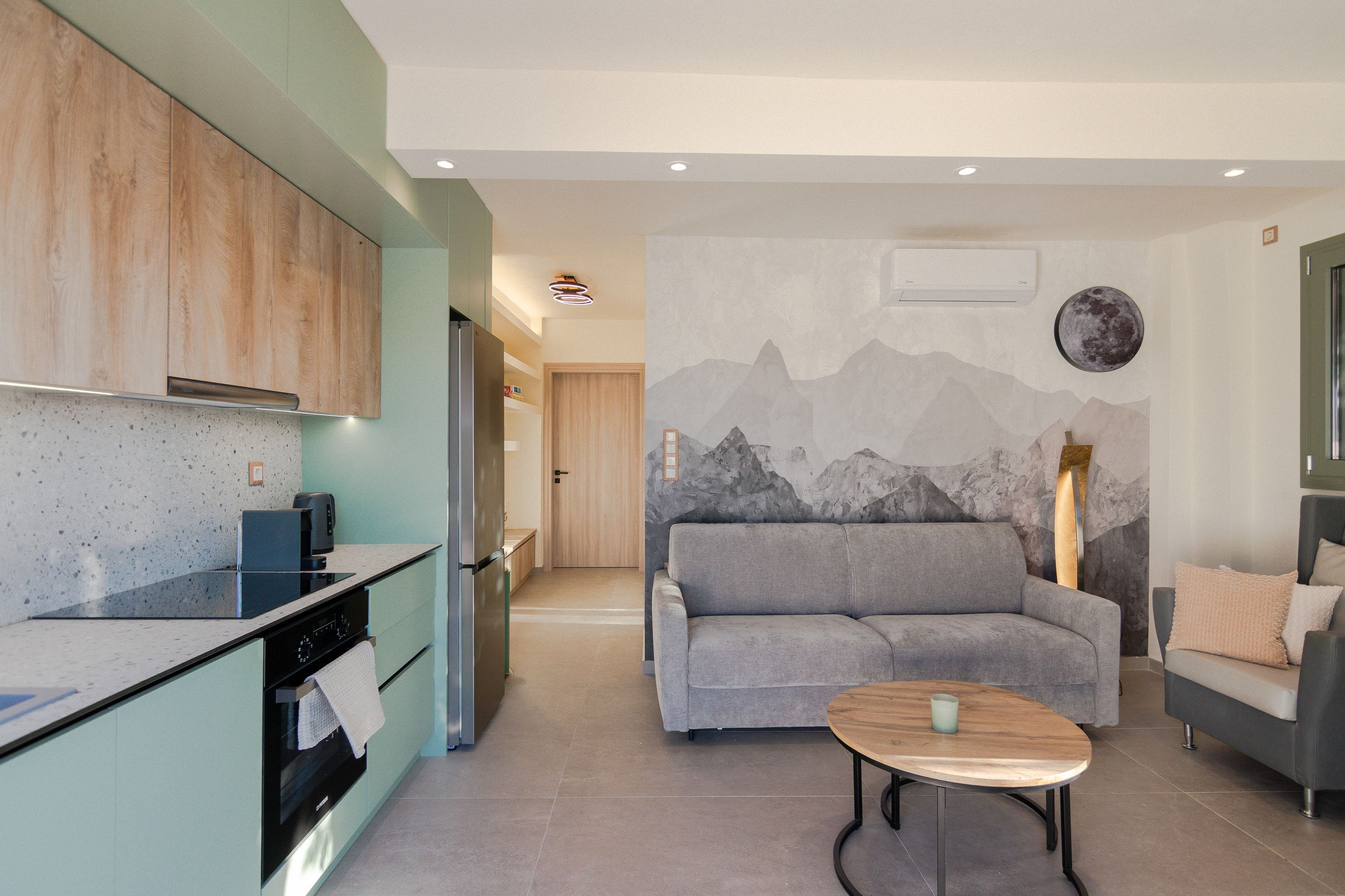 Ground-floor apartment kitchen and living room