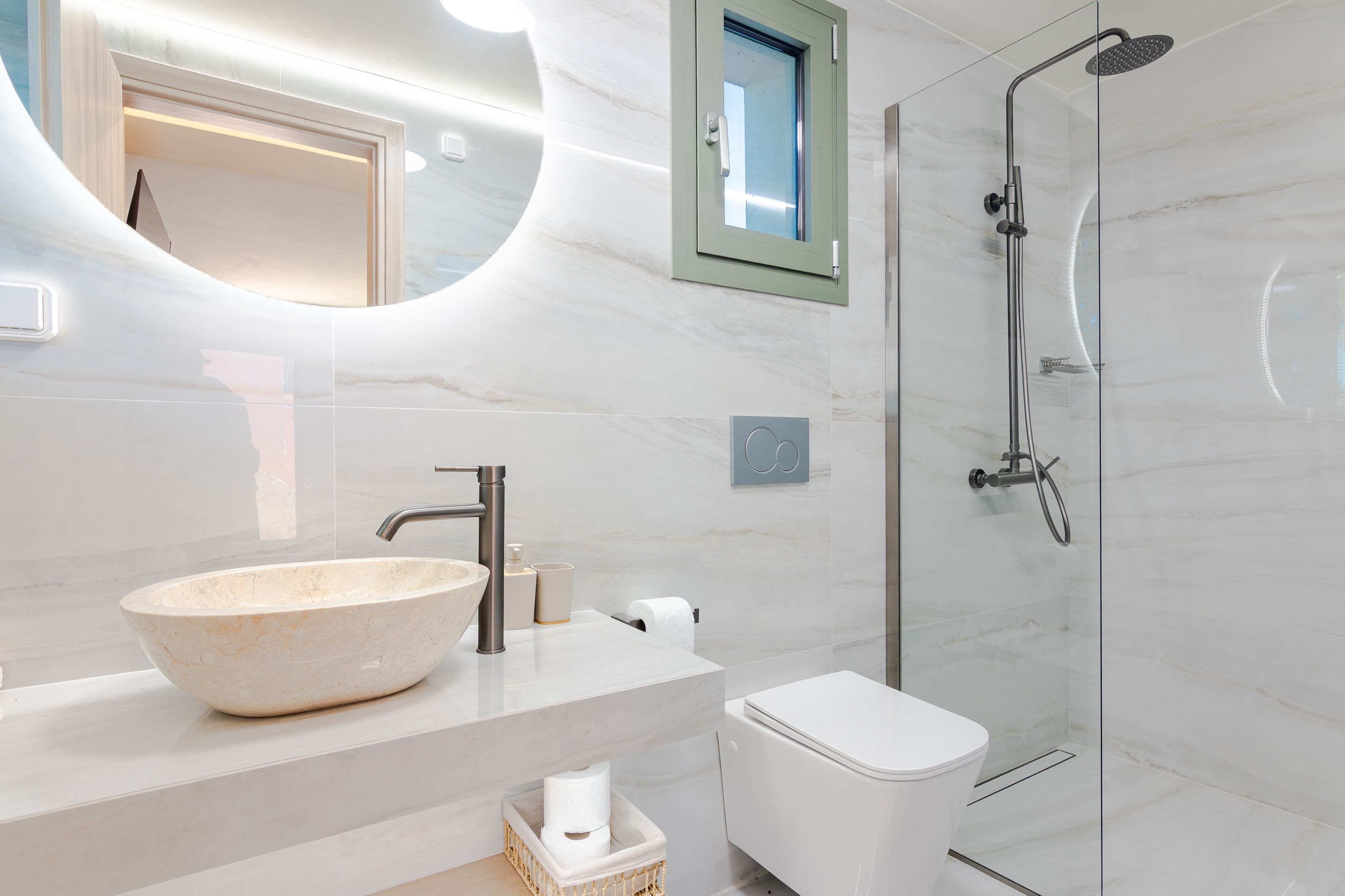 Studio bathroom with walk-in shower